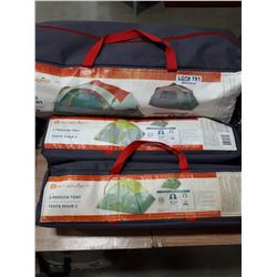 THREE NEW PITBOUND TENTS-ONE EIGHT PERSON AND 2 X 2 PERSONS