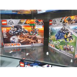 TWO NEW JURASSIC PARK LEGO SETS-CARNATAURUS AND BLUE'S HELICOPTER PURSUIT