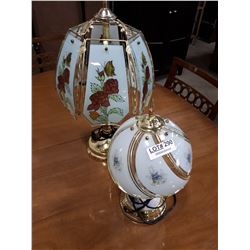 TWO GLASS SHADE TABLE LAMPS