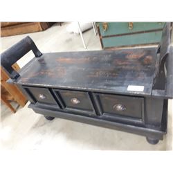 FAR EASTERN STYLE WOODEN HALL BENCH WITH STORAGE