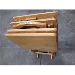 SET OF WOODEN FOLDING TABLES WITH STAND