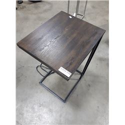 METAL AND WOOD OCCASIONAL TABLE WITH USB PLUG-INS