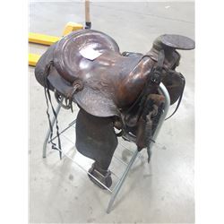ELABORATLEY CARVED WESTERN SADDLE BY WILLIAMS OF DEMING NEW MEXICO