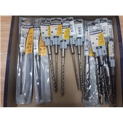 BUNDLE OF NINE SDS DRILL BITS-MOSTLY 1/4" AND 3/16"
