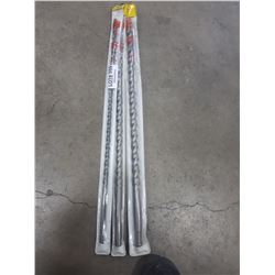 THREE 24" LONG DIAGER DRILL BITS-3/8, 5/8, AND 3/4"