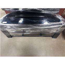 BLACK GLASS TOP ENTERTAINMENT STAND WITH SHELF