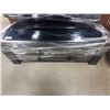 Image 1 : BLACK GLASS TOP ENTERTAINMENT STAND WITH SHELF