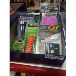 SIX PEICE ARCHERY LOT-FLETCH PODS, STABILIZER ENHANCER COIL, WUICK RELOAD,
