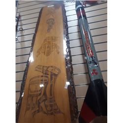 CARVED WOODEN LIVE EDGE PLANK WITH VARNISHED FINISH