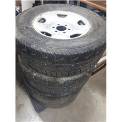 SET OF FOUR MOUNTED GLADIATOR TRUCK TIRES 265/70/R17, SIX BOLT