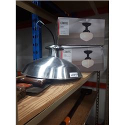 TWO NEW FLUSH MOUNT CEILING LIGHTS AND ONE CHROME CEILING FIXTURE