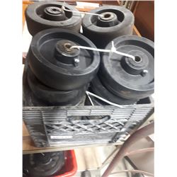 MILK CRATE OF HEAVY PLASTIC WHEELS