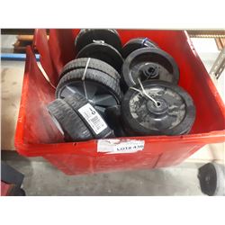 LARGE RED TOTE OF ASSORTED WHEELS