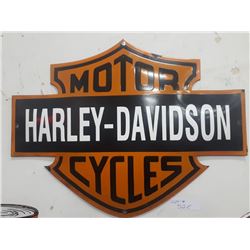 VINTAGE HARLEY DAVIDSON BAR AND SHIELD PORCELAIN SIGN 16"X21"