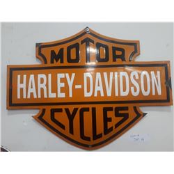 VINTAGE HARLEY DAVIDSON BAR AND SHIELD PORCELAIN SIGN 16"X21"