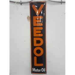 VINTAGE VEEDOL MOTOR OIL PORCELAIN SIGN 8"X34"