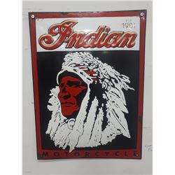 VINTAGE INDIAN MOTORCYCLE PORCELAIN SIGN 12"X16"