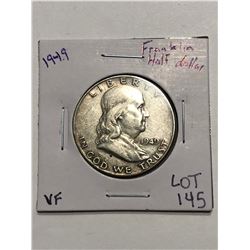 1949 Silver Franklin Half Dollar Very Fine Grade Nice Early US Coin