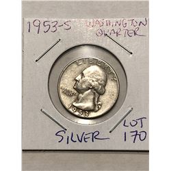 1953 S Washington Silver Quarter Nice Early US Coin