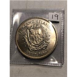 1977 50 Pence FALKLAND ISLANDS MS High Grade Coin