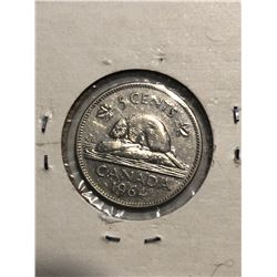 1964 Silver Canadian 5 Cents Nice Early Canada Coin