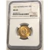 Image 1 : Rare 1927 Netherland GOLD 10 Gulden Certified NGC MS65 Serial Number 4632582-013