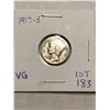 Image 1 : Rare 1917 D Silver Mercury Dime Very Good Grade Nice Early US Coin