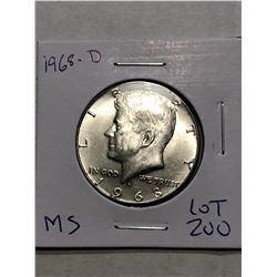 Very Nice 1968 D MS High Grade Silver Kennedy Half Dollar