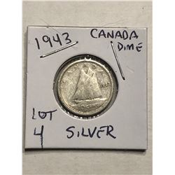 1943 Silver Canadian Dime Nice Early Coin