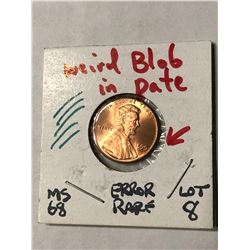 EXTREMELY RARE Error Blob in Date 1995 Lincoln Penny MS68 High Grade