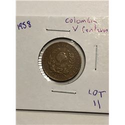 1958 Columbian 5 Centavos Nice World Coin