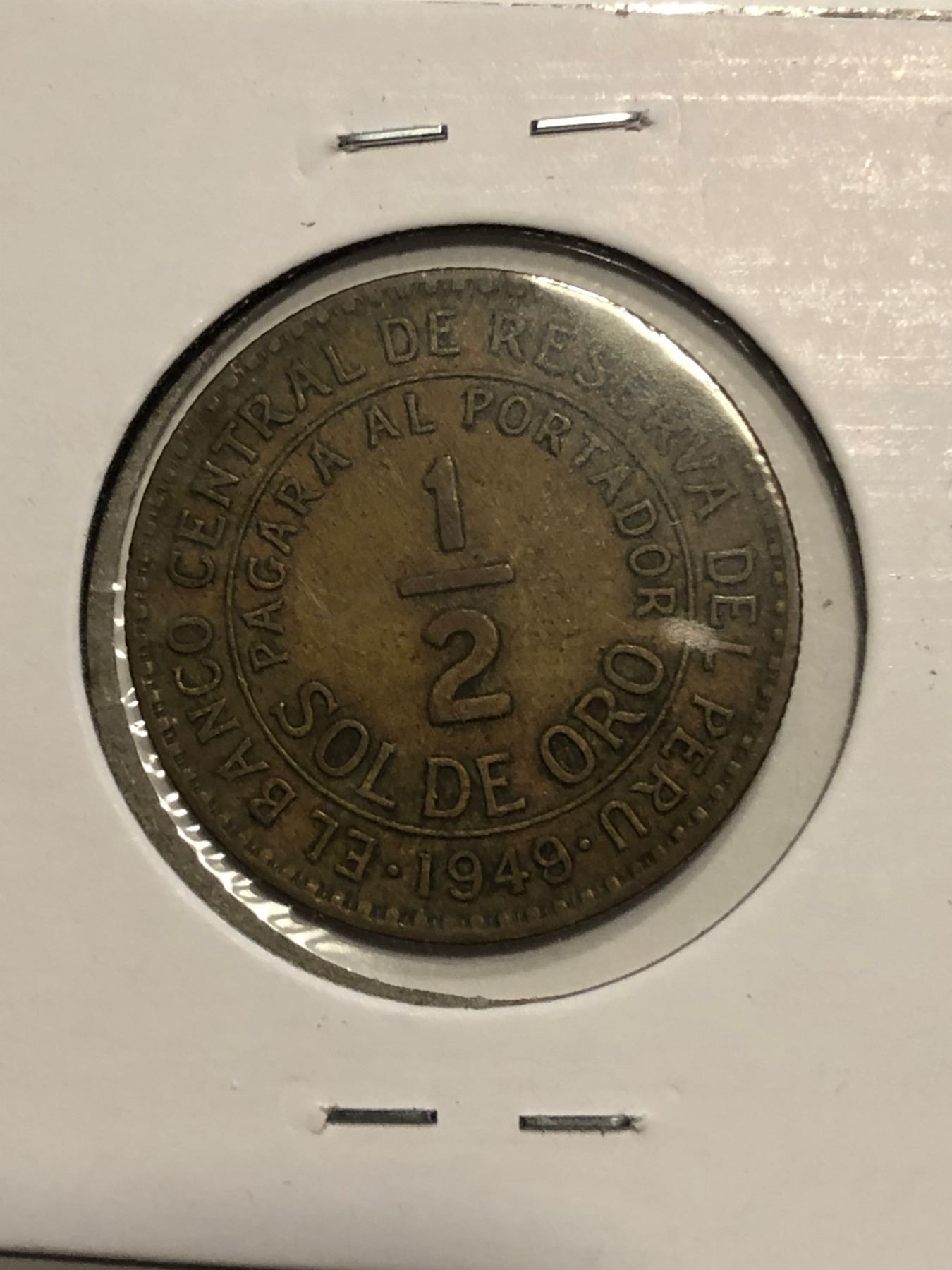 1949 Peru 1 2 Sol De Oro Coin Nice World Coin