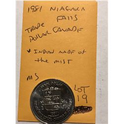1981 Niagra Falls Canada Trade Dollar Indian made of the Mist in MS High Grade