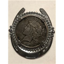 1923 Silver Peace Dollar in Horseshoe Bolo Very Nice