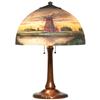 Image 1 : Hand el lamp,reverse painted shade 
