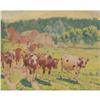 Image 1 : Edward Volkert, Cows in a Land scape, watercolor 