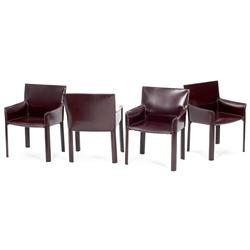Italian leather dining chairs,set of four