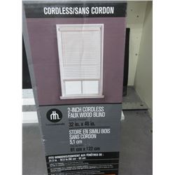 2 inch Cordless Faux Wood Blind / 32 x 48" white finnish