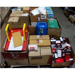 PALLET OF AUTOMOTIVE FILTERS, MECHANIC STOOL,