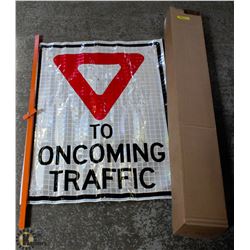 2 YIELD TO ONCOMING TRAFFIC ROLL UP REFLECTIVE