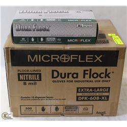 CASE OF DURAFLOCK DISPOSABLE NITRILE GLOVES-XL