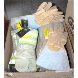 FLAT OF HEAVY-DUTY LEATHER MITTS & GAUNTLETS