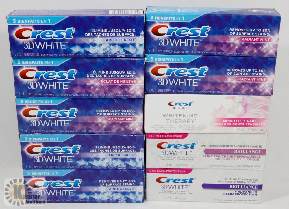 BAG OF ASSORTED CREST TOOTHPASTE