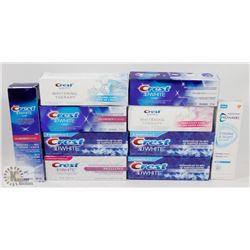 BAG OF ASSORTED CREST TOOTHPASTE