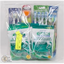 BAG OF ASSORTED TOOTHBRUSHES AND FLOSS