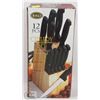 Image 1 : 12PC CUTLERY SET WITH SOLID WOOD STORAGE BLOCK