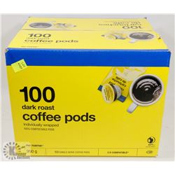 CASE OF 100 DARK ROAST COFFEE PODS