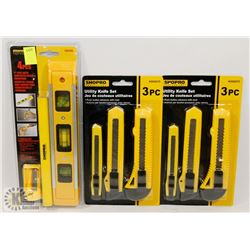 NEW! 4PC 9" LEVEL WITH CARPENTER PENCIL &