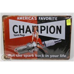 NEW! 8" X 12" CHAMPION SPARK PLUGS METAL SIGN