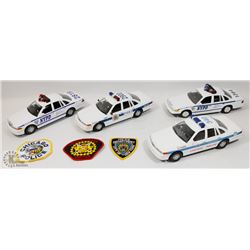 LOT OF 4 DIE CAST POLICE CARS, CHICAGO, NEW YORK